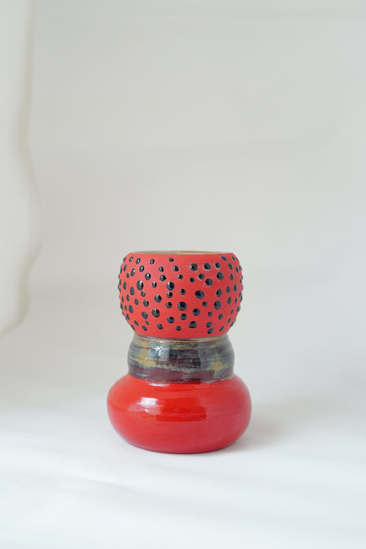 Mini Totem Vase – Red Dots